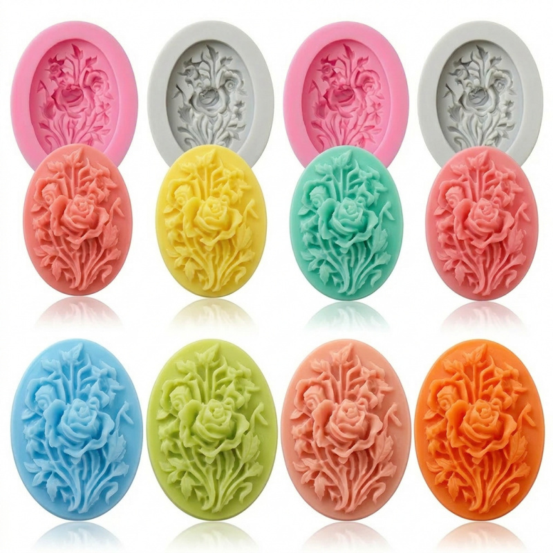 4 siliconenvormen met bloemvor - Soap Making Ins recensie en prijs